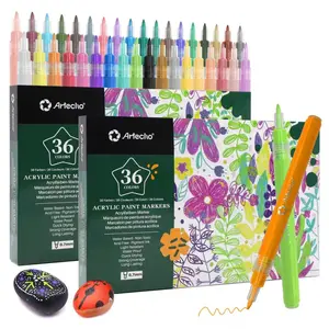 【CLEARANCE SALE】Artecho Extra Fine Tip Paint Pens, Fine Tip Acrylic Paint Markers for Drawing, Coloring, Great Gift for Artist and Beginners