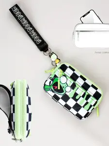Women's Colorful Plaid Two-In-One Wallet, Rfid Theft-Proof Nylon Phone Bag, Fashion Multi-Functional Wristlet, Stylish and Practical, Cell Phone Purse, Wristlet Pouch