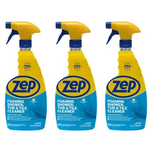 ZEP 32 oz. Power Foam Tub and Tile Cleaner, Clinging Foam Cleaner, Long-Acting Formula, Soap Scum Dissolver, Limescale Remover, Safe for Glass Shower Doors, Acrylic Tub Cleaner, Deep Penetrating Cleaner.