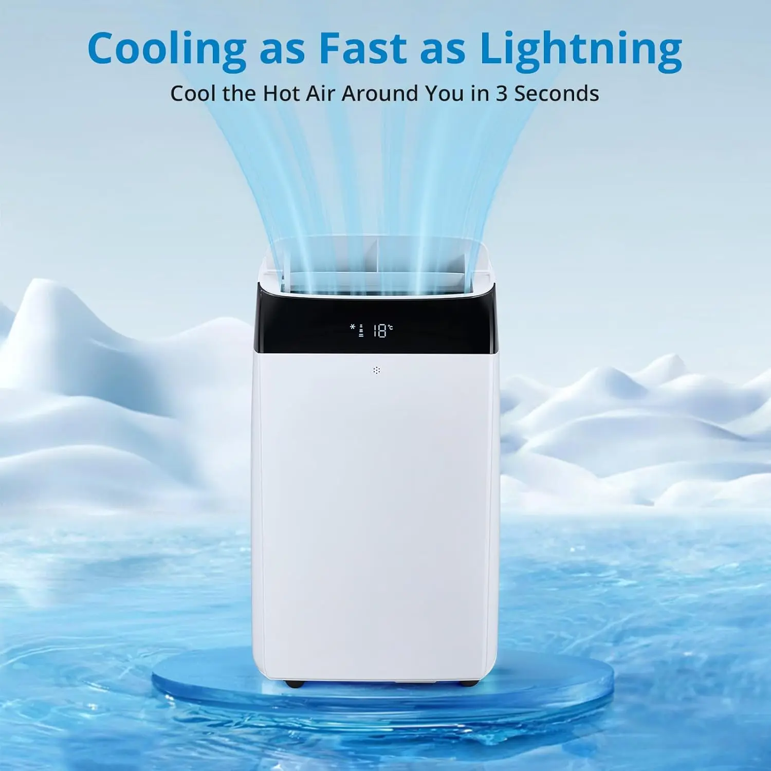CuisinAid 3-in-1 Portable Air Conditioning Unit, 14000BTU Energy Saving AC with Cooling Mode, Dehumidifier, Fan, Sleep Mode, Auto Swing for Homes Up to 700 Sq Ft