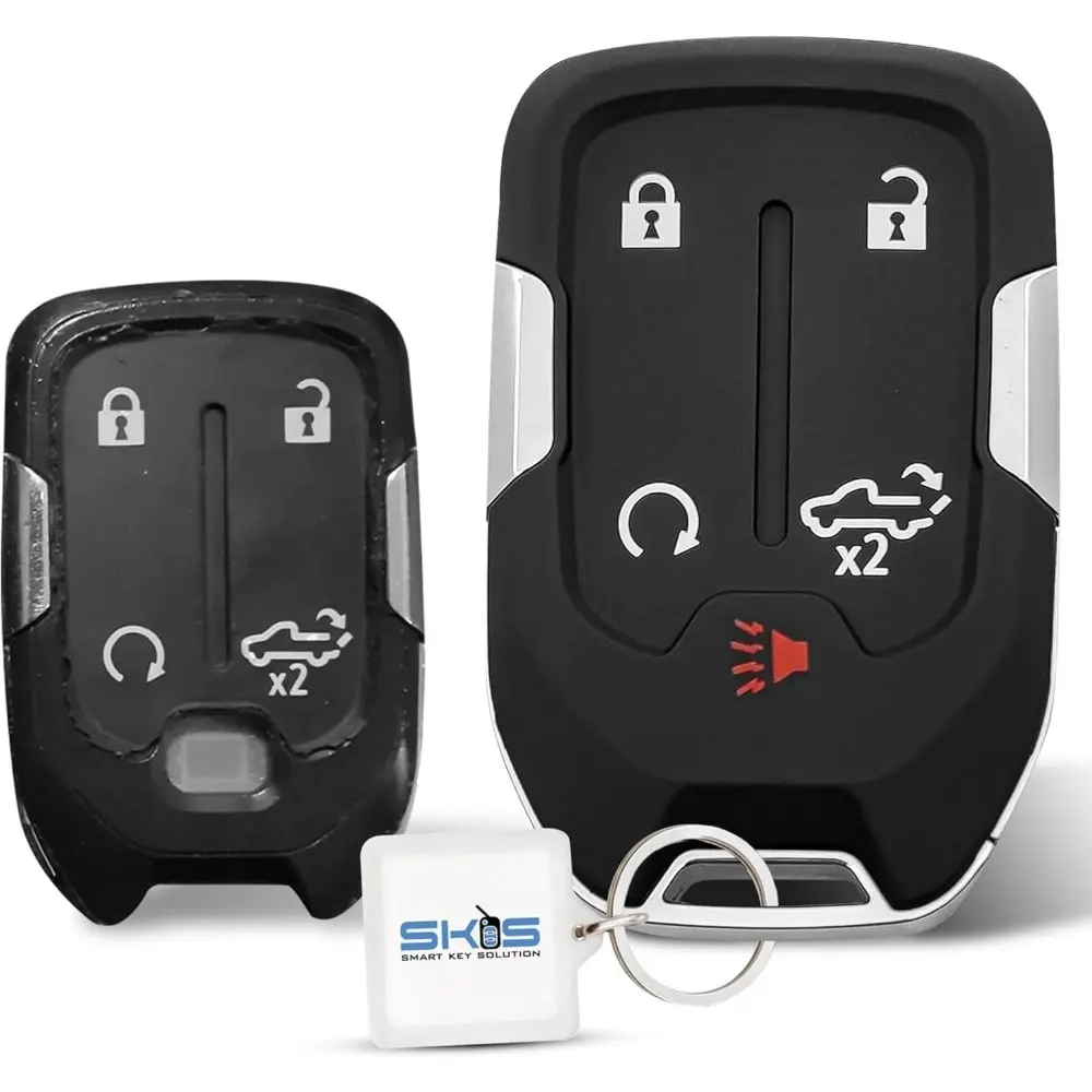5-Button Smart Remote Key Fob Shell, DIY Replacement Case Cover For 2019-2024 Sierra, Silverado, HYQ1EA, HYQ1ES, Fast Do It Yourself