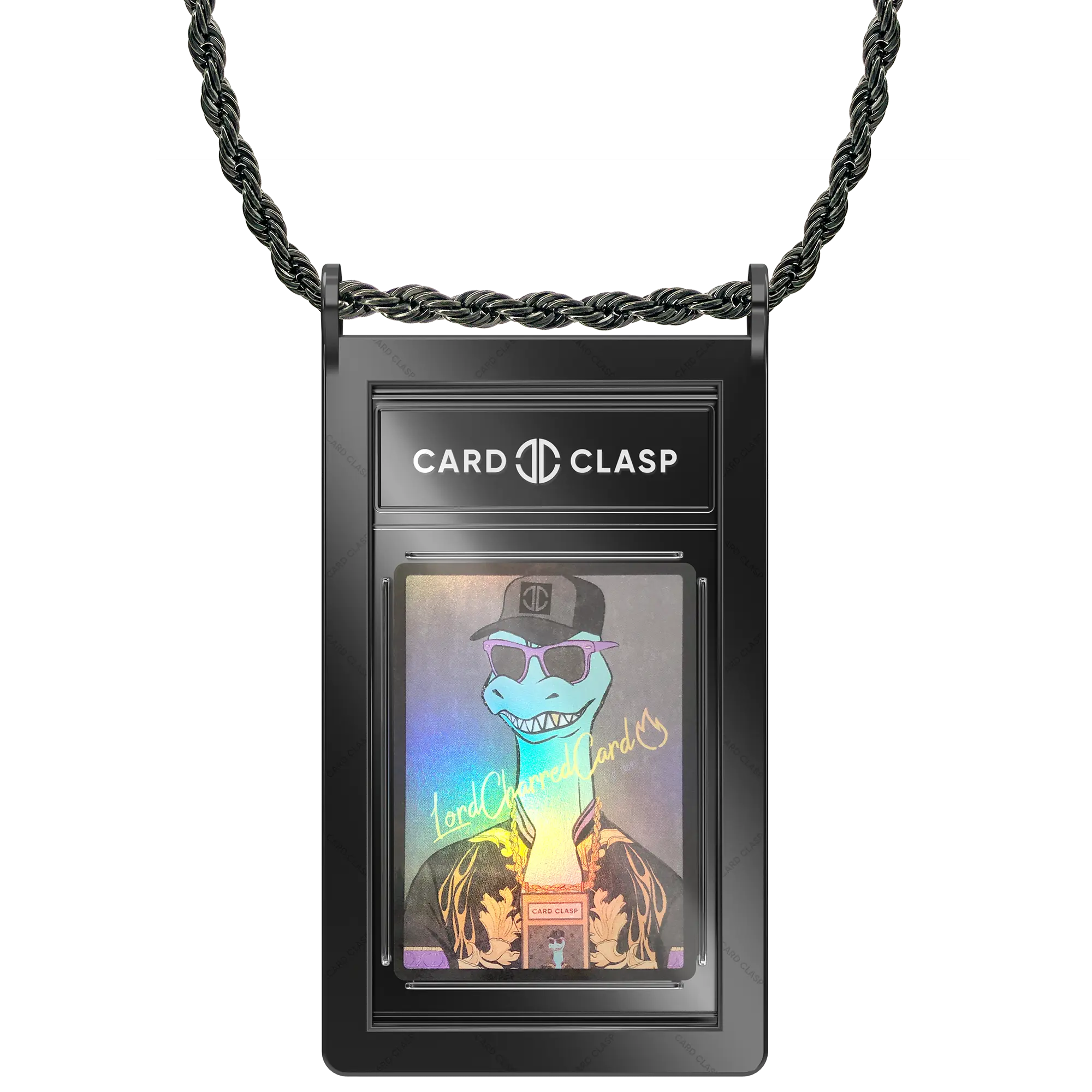 Card Clasp Slab Holder Necklace: Deepspace Black