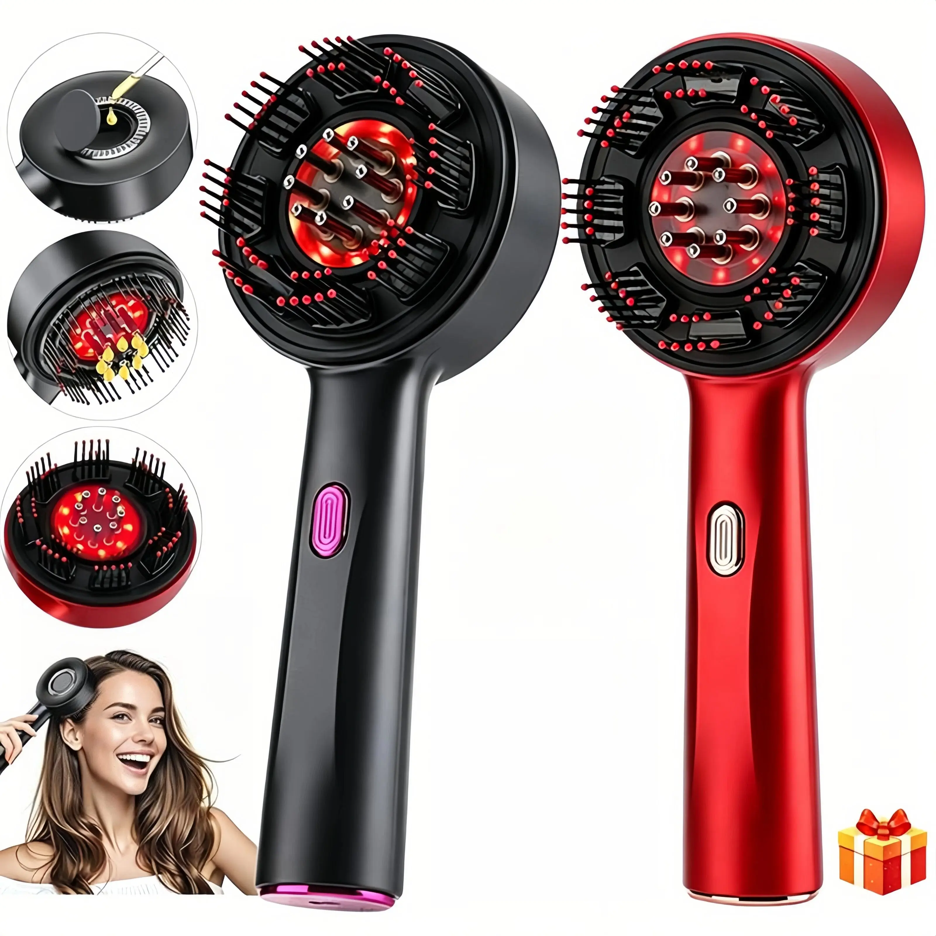 electric scalp massager、scalp massage brush、red light therapy hair growth、scalp comb、hair growth comb、reduce hair fall、thinning hair、serum dispenser scalp brush、IPX7 waterproof scalp massager、cordless scalp massager、itchy oily scalp care