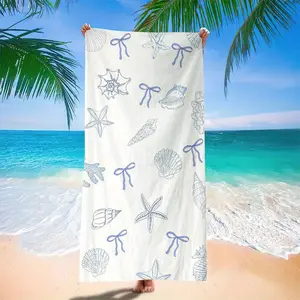 1pc Quick-Dry Microfiber Beach Towel with Conch & Starfish Design - Sand-Resistant Suitable for Pool, Travel, Spa - Lightweight Absorbent Seashell & Sea Patterns - Ideal for Adults &, Vacation