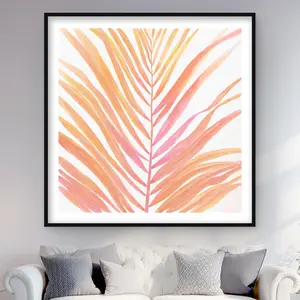 Begin Home Decor C1FM4848DL5YIR 48 x 48 in. Glam Palm Leaf - Exotic Floral Framed Print Wall Art for Home Decor