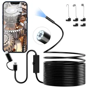 Endoscope Camera with Light, 1920P HD Borescope Tools with 8 Adjustable LED Lights, Endoscope with Semi-Rigid Snake Camera, Inspection Borescope for iOS and Android - 16.4ft Single Lens