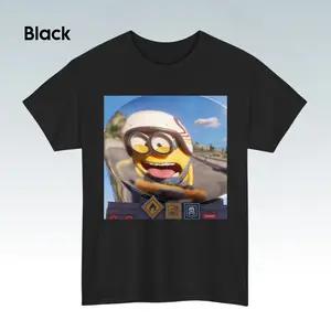 Funny Minion Reflection T-Shirt, Goofy Cartoon Meme Tee, Cute Yellow Character Graphic Shirt, Unisex Casual Top, Fun Gift for Movie Fans