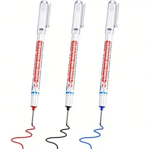 Hole Marker Pens Waterproof Deep Drill Hole Long Nib Marker For Carpenter Woodworking Hardware Machinist Tools Red Black Blue 3 Pieces