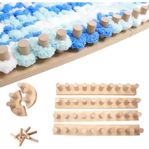 64 Inch Expandable Chunky Knit DIY Blanket Loom with Wooden pegs,for Hand Made Big Chunky Wool Knit ,Loop Yarn Decor &Crafts & Gifts