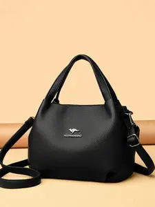 Durable Grained Soft Leather Crossbody Shoulder Bag Classic Black Mouse Handbag for Women Large Capacity Commuter Tote for Moms Casual Commuting Handbag Crossbody Bags