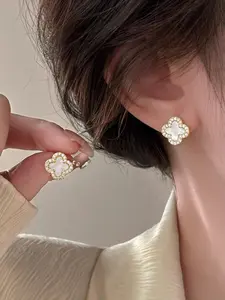 Four-Leaf Clover Earrings, Unique Design, High-Quality S925 Silver Needle, Perfect for Daily Wear and Parties, Ideal Gift for Mother's Day