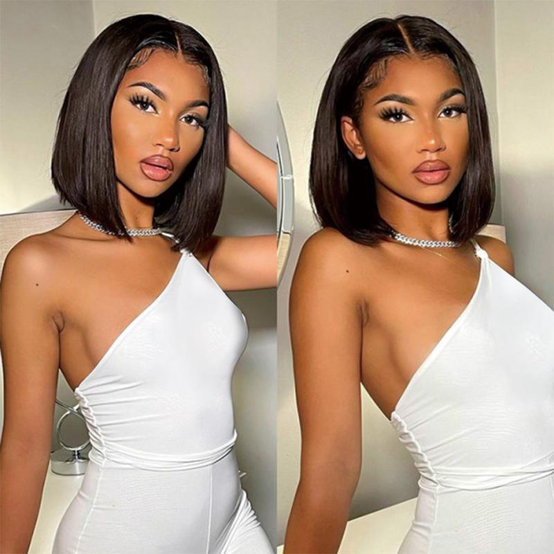 Asteria Hair 7x5 Ready To Go Straight Bob Wig Pre Cut Lace Front Bob Wig Human Hair Glueless Wig