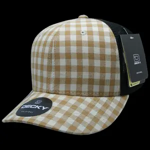 212 MAIN Plaid Print 6-Panel Mid-Profile Structured Trucker Cap, 6018-146 146-Black, Adjustable Snapback Hat - 1 Size Fits Most