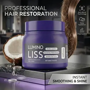 Lumino Liss Keratin Anti Frizz Smoothing Hair Cream Formaldehyde Free Protein Treatment Deep Repair Nourishing Softening 250g 8.8oz Buy 1 Get 1 Free