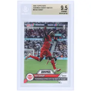Kai Cenat YouTube All Stars 2025 Topps Now Thunderous Strike Into The Roof Of The Net #6 BGS Authenticated 9.5 Card