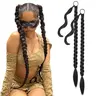 Sohochic AISI HAIR Women's 2PCS DIY Braid Wrap-Around Fake Ponytail, Long Straight Soft Synthetic Fiber Extensions, Braiding Hair Accessory for Daily, Cosplay, Concert Ponytail Hairstyles Transformation