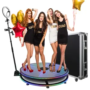 MWE 360 Photo Booth Machine for Parties with Flight Case,Extra Battery,Logo Customization,Software APP Remote Automatic 360 Spin Camera Booth for 4-5 People (39.4" Glass+Flight Case)
