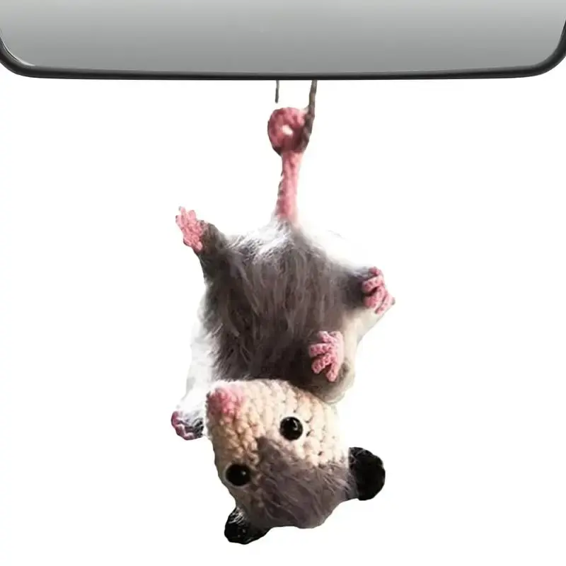 Car accessories Opossum Car Charm Pendant Handmade Knitted Rearview Mirror Car Center Console Accessories For Car Opossum Lovers bathroom  hoider foldable car phone holder multi-functional interior accessory phonemount  for dash cool decoration vacuum cup