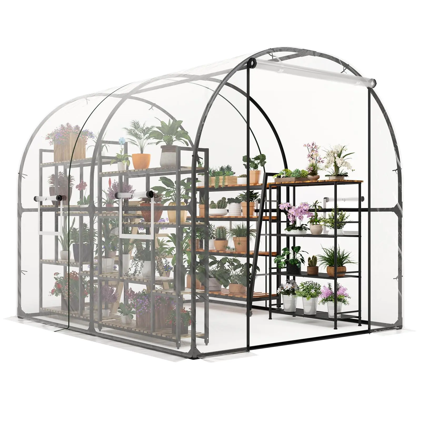 GARVEE 8.2x6.6x6.6 ft Premium Greenhouse for Outdoors,Upgraded Portable Walk-in Heavy Duty Frame Large Garden Plant Hot Outside Hoop House,Transparent