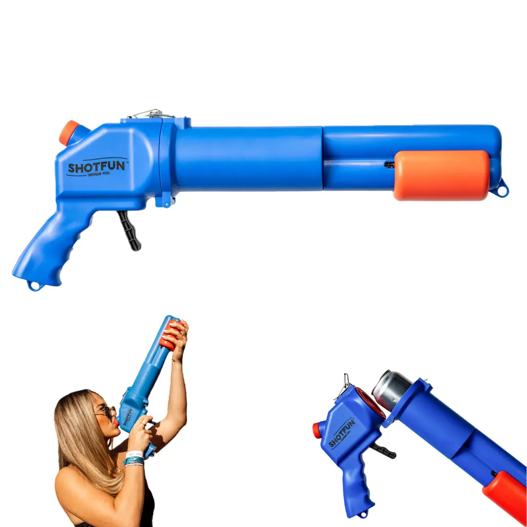 Shotfun (Blue, Slim Can) - Innovative Shotgun Tool for 12 oz Cans - Ideal for Tailgates, College Parties, Beach Days, Golf Trips, Spring Break, and More