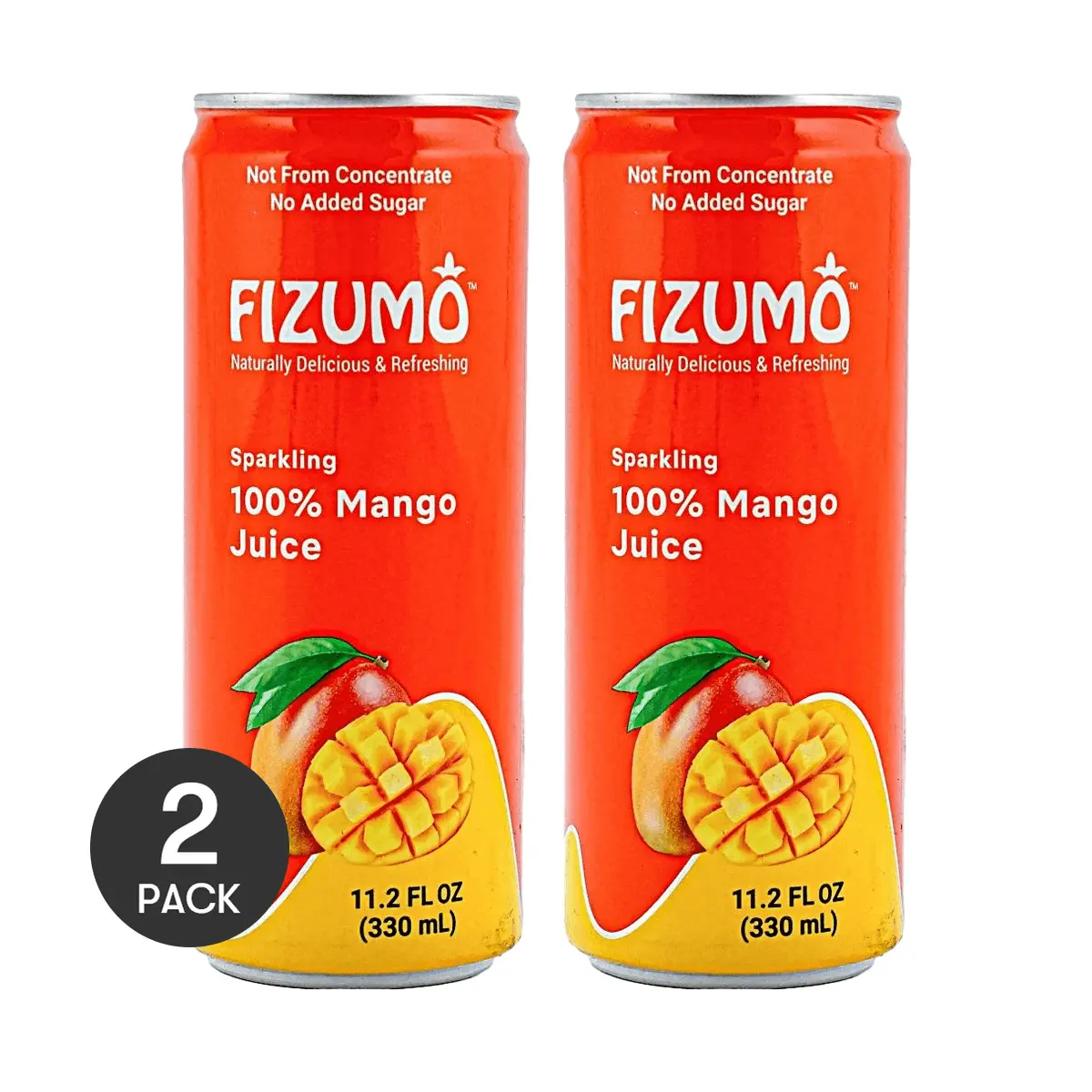 2 Pack Fizumo Thai Mango Sparkling Juice Drink 330ml - 100% Real Mango Flavor, Tropical Fruit Beverage, Refreshing Bubbly Drink