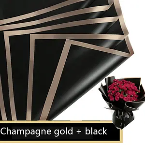 Double-Sided Waterproof Floral Packaging Paper, and with Gold Trim, Ideal for Wedding, Birthday, Valentine's Day, DIY Gift Wrapping, Creative Gift Packaging