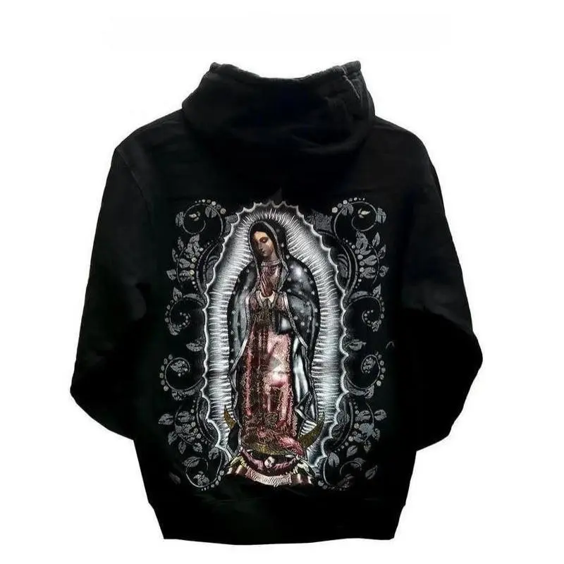 Unisex Catholic Our Lady of Guadalupe Hoodie - Virgin Mary Virgen Morena Graphic Menswear Tops, Soft Garment Clothes, Faith-Based Casual Streetwear Sweatshirt