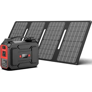 146Wh Portable Power Station, 200W Peak (100W Rated), Solar Power Bank with 110V AC Outlet, 39600mAh, USB QC3.0, LED Light for Camping & Emergency