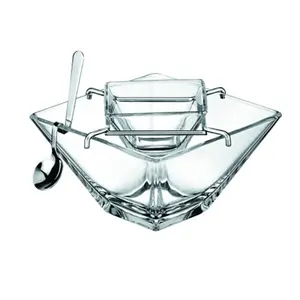 212 MAIN Torcello Glass Plates Set - 5.5 in. Transparent Tableware Dinnerware Dishes, Ideal for Caviar Serving