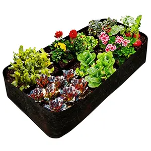 Large Multi-functional 128 Gallon 8-Grid Rectangular Fabric Raised Garden Bed & Planting Bag, Portable Garden Planters, Indoor & Outdoor Gardening Planter Container – Ideal for Green Plants, Herbs, Flowers & Vegetables, Outdoor Planters