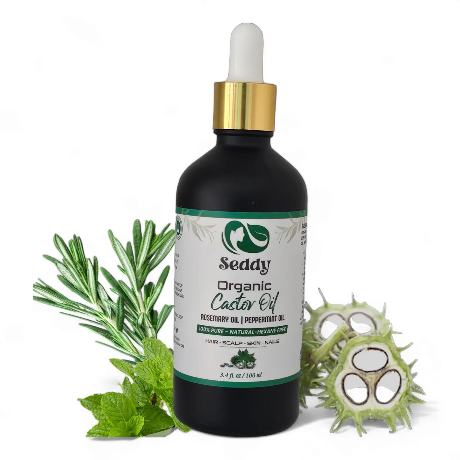 Organic Castor oil with rosemary and peppermint Oil -3.4 Fl. Oz