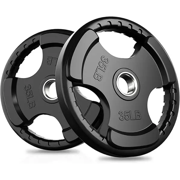 RITFIT Olympic Rubber Grip Barbell Weights - 2-Inch Heavy Resistance Plates for Weightlifting, Strength Training - Home Gym Equipment (Single, Pair, Sets: 2.5/5/10/25/35/45 LB)