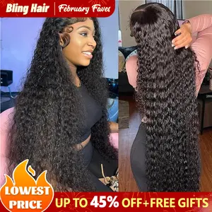 Bling Hair 180 Density 13x4/6 Hd Lace Frontal Wigs Brazilian 34 36 Inch Deep Wave Curly Real Hair Wigs 13x4 Glueless Drawstring Deep Wave Wig For Black Women Preplucked  TikTokShopHolidayHaul