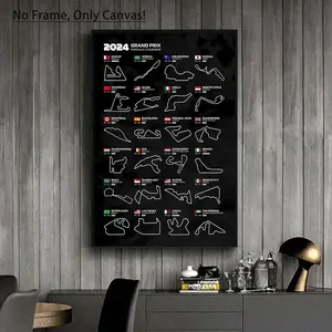 2024 Formula Racing Track Diagram Canvas Painting without Frame, Modern Wall Art Painting, Wall Art Decor for Home Living Room Bedroom Office School(Poster only (unframed))