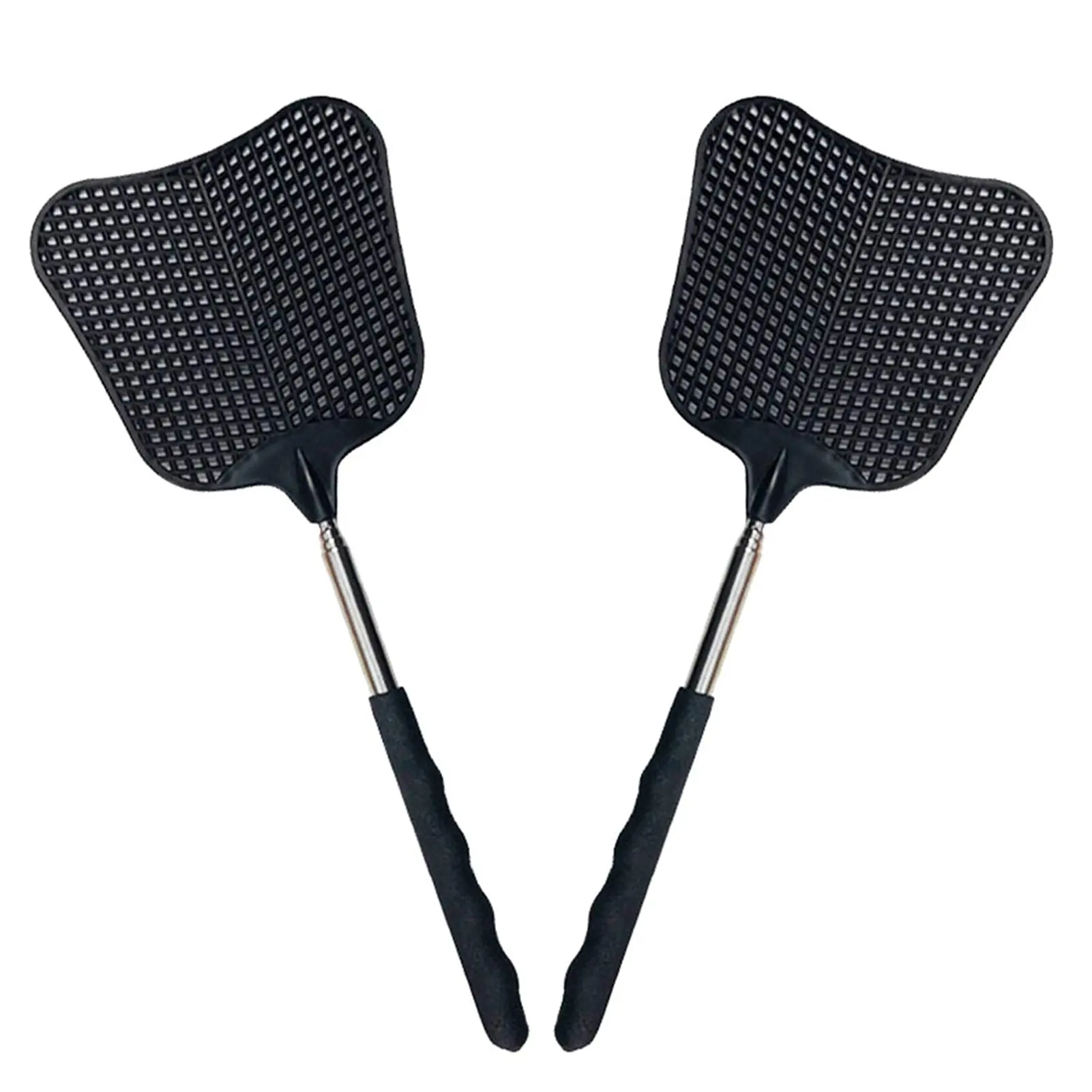 Fly Swatter, 2 Counts Telescoping Stainless Steel Handle Fly Swatter, Durable Plastic Head Fly Swatter for Indoor & Outdoor Use, Fly Swatter For Patio, Fly Killer Outdoor