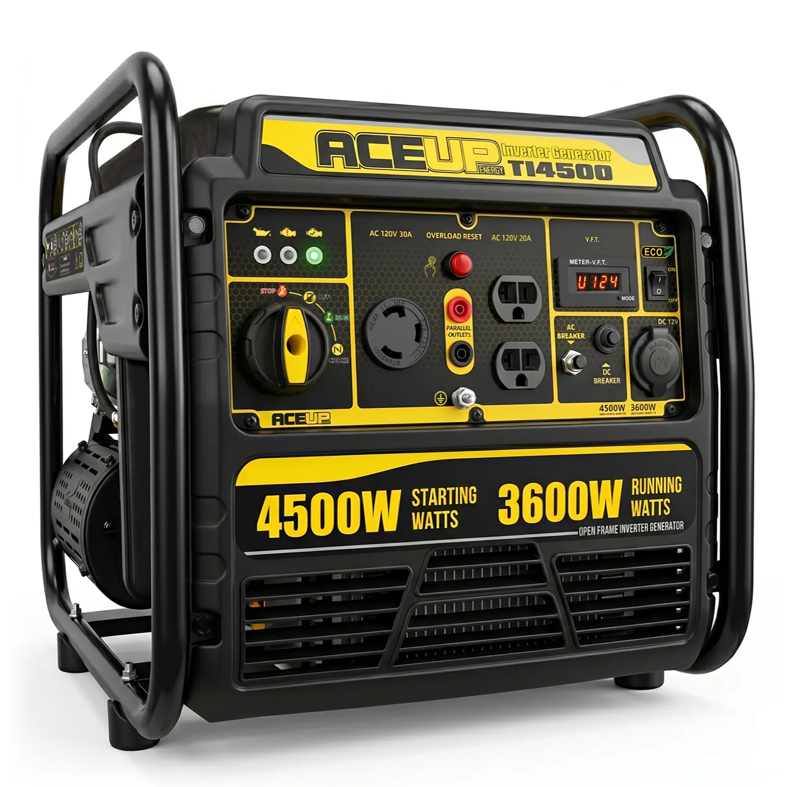 Aceup Energy 4500W Gas-Powered Inverter Generator - 223CC Engine, EPA-Compliant TI4500, Electrical Power Supply for Home, Camping Use