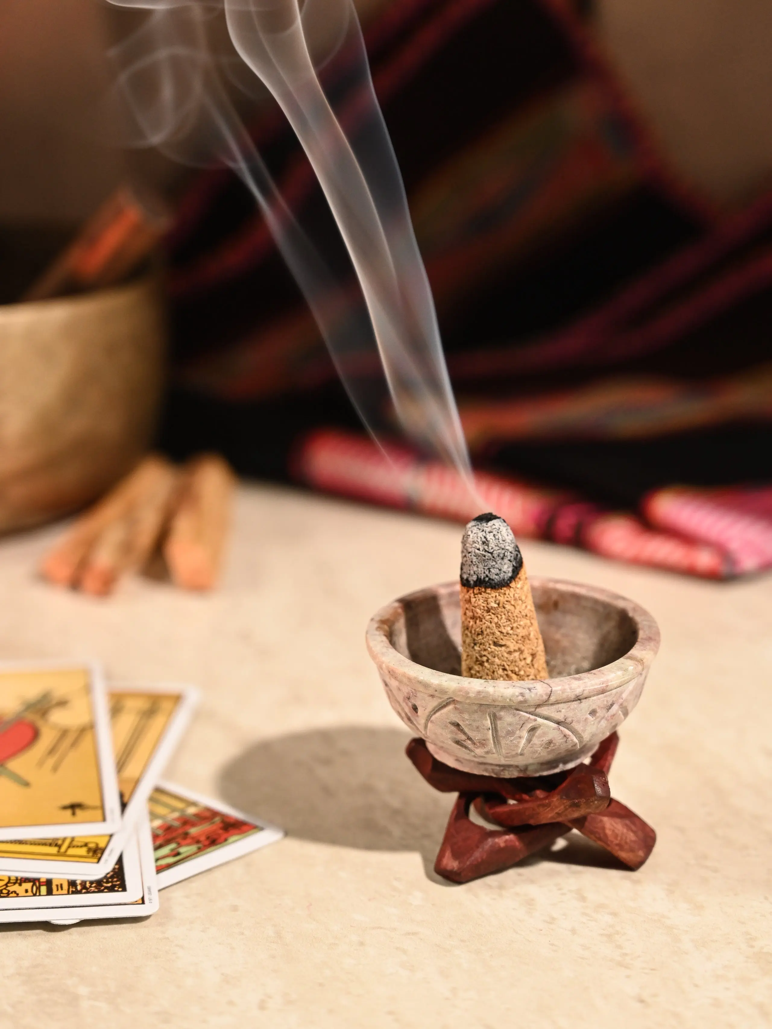 Small Stone Resin Burner with Stand