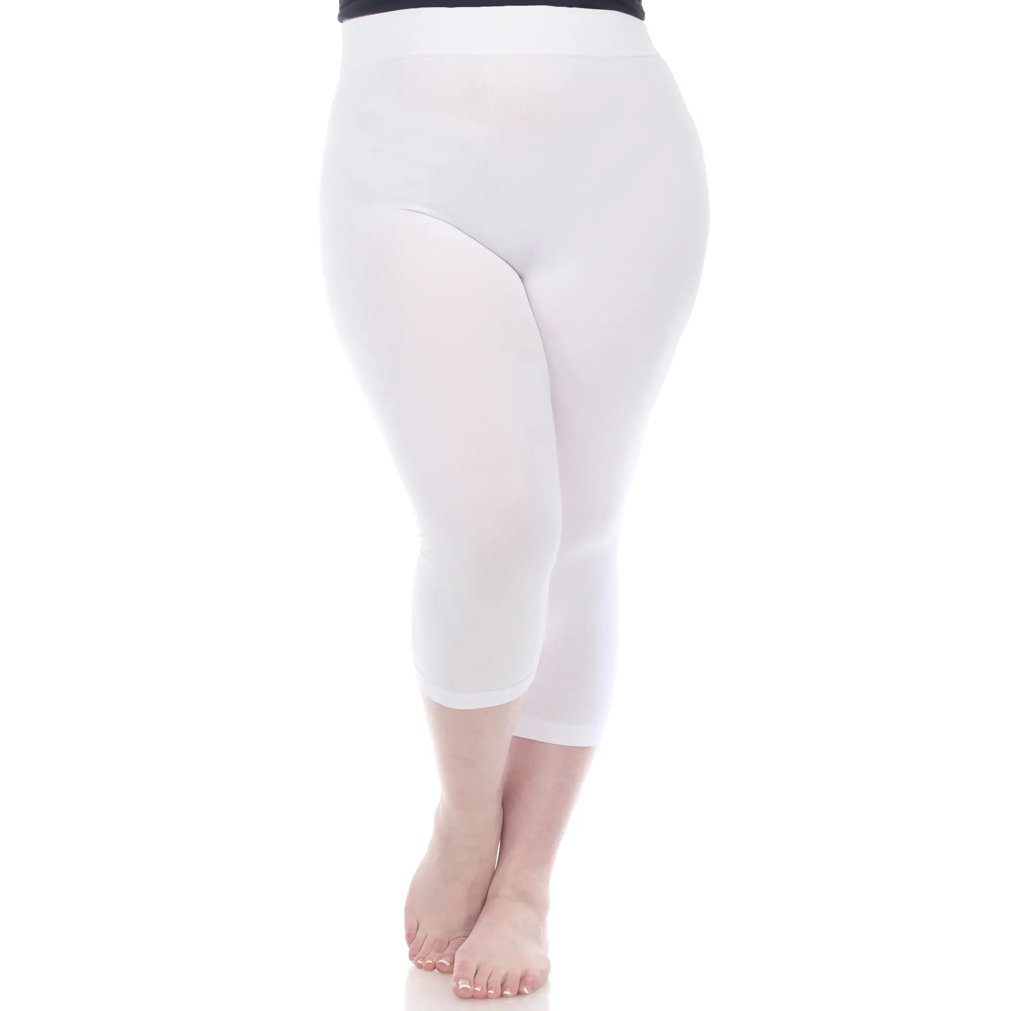 White Mark Women's Plus Size Super Soft Capri Leggings Comfortable