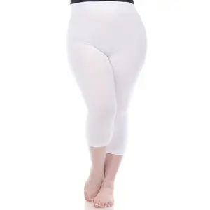 White Mark Women's Plus Size Super Soft Capri Leggings Comfortable