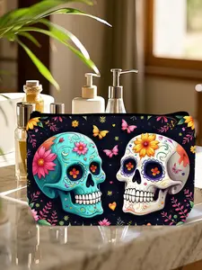 1PC skull Makeup Bag - Zipper Pouch, Lightweight & Foldable Travel Organizer with Double-Sided Design for Cosmetics, Cute Gift Idea, Compatible for Travel, Gym, Camping - Ideal Gift for & Women, Ideal for Spring and Summer Getaways3.27PYT-8