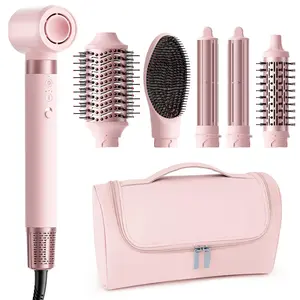 MESCOMB 6 in 1 Hot Air Styler Wrap, Professional Hair Styler with Thermal Round Brush for Blowouts, Fast Drying for Blow Dry, Curling, Volumizing, Straightening, Salon Results in Minutes