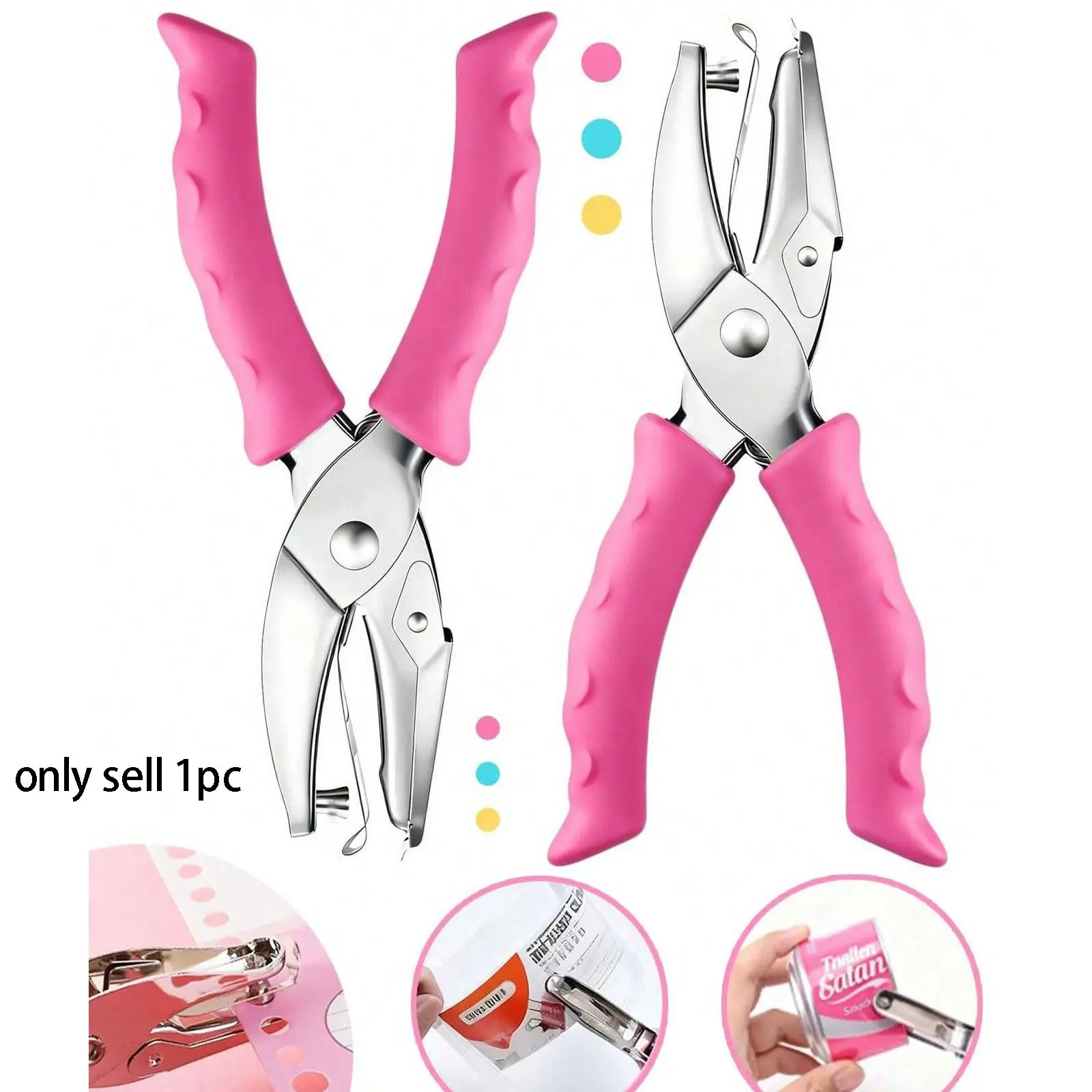 2-Piece Set 1/4 & 1/8 Inch Punchers with Soft Grip Handle, Ideal for Home Office Classroom Use, Handheld Round Hole Puncher