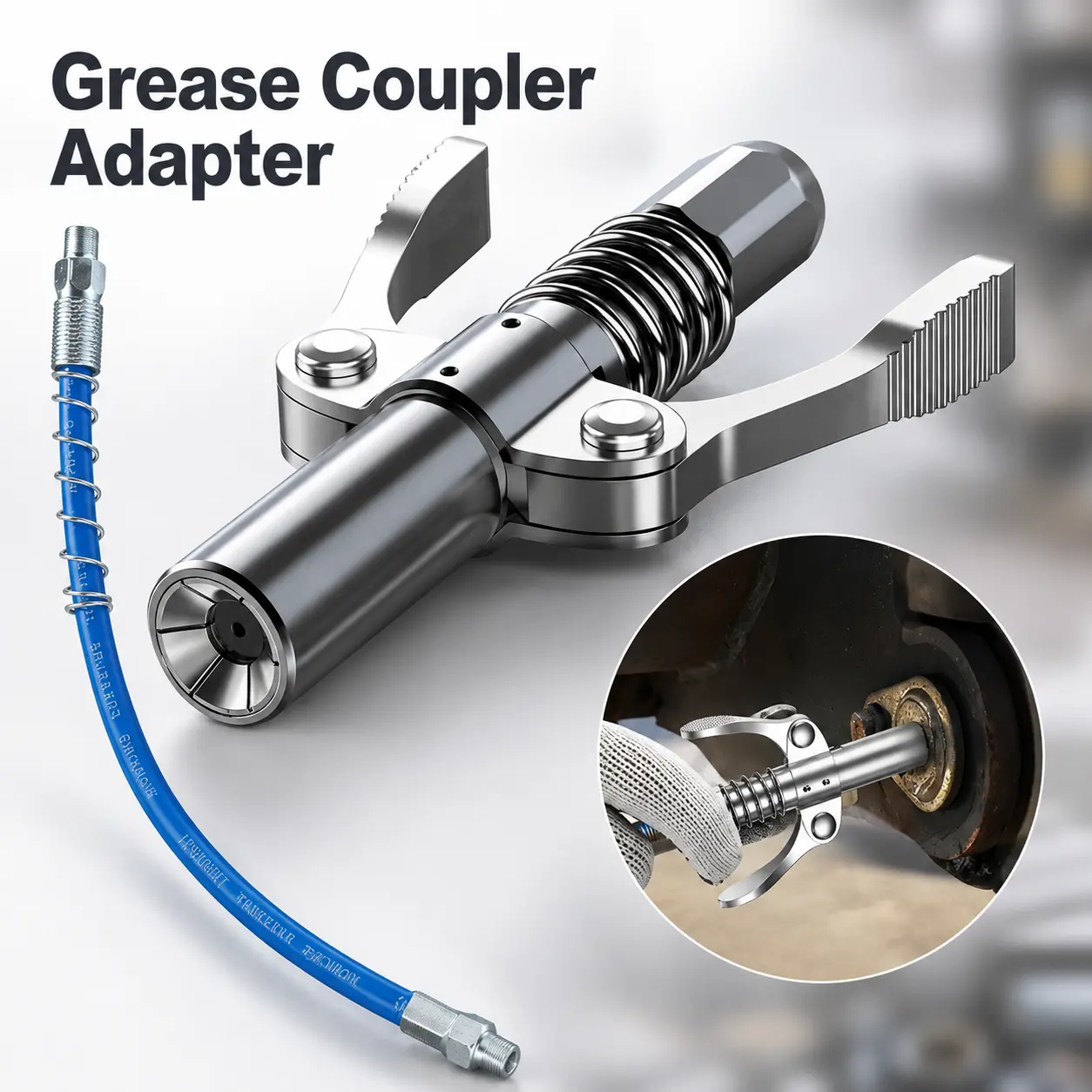 12000PSI High Pressure Strong Lock Quick Release Grease Coupler Set, Leaking-Proof Lubrication Oil Nozzle Adapter, Universal 0.32cm NPT Thread Grease Gun Connector for Mechanical Lubrication