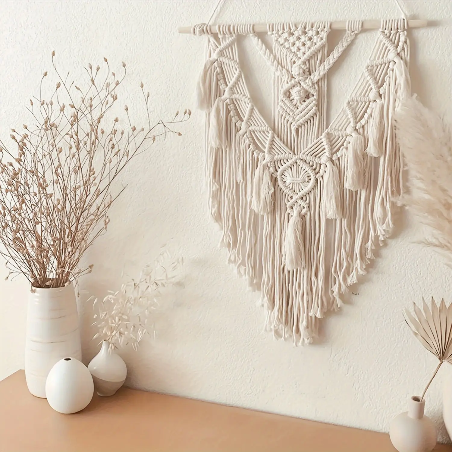 Hand-Woven Bohemian Tassel Wall Hanging - Boho Home Decor Accent, Hangable Decorative Piece for Living Rooms, Ideal Anniversary Gift for Room Styling