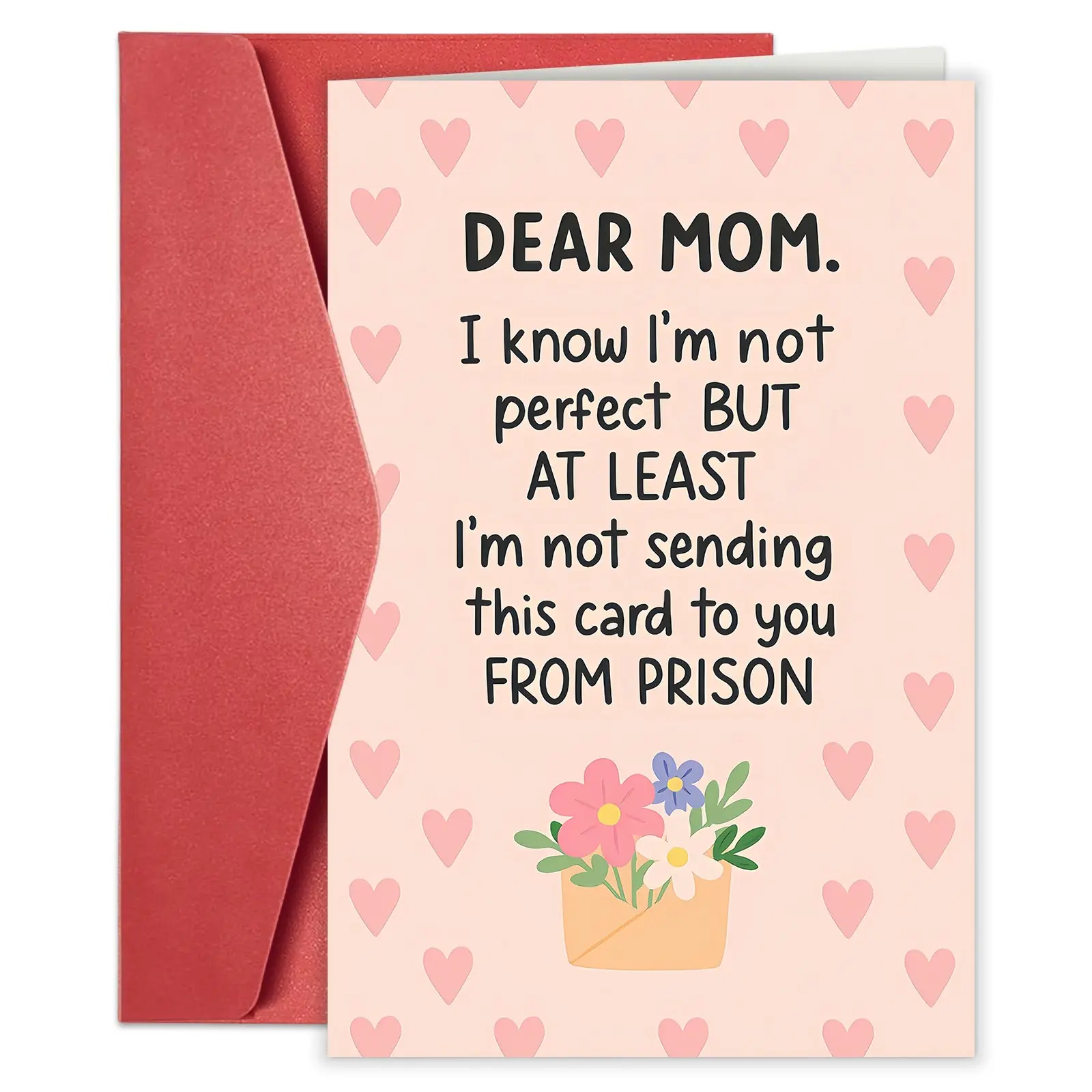 1pc Funny Mom Love Jail-Themed Greeting Card with envelope - Humorous Message - Hilarious Prison Letter Style Message for Mother's Day, Birthday Gifts from Adult - "Dear Mom, I'm Not Perfect But I'm Not in Jail Yet" Card for Who Have Been Arrested
