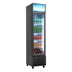 【Father's Day gift】VEVOR Commercial Merchandiser Refrigerator, 7.5 Cu.Ft / 213 L Glass Door Display Refrigerator, Upright Beverage Cooler with Customizable Lightbox, 4 Adjustable Shelves & Soft LED Light for Homes Shop