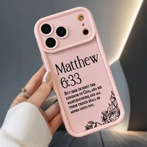 Matthew 6:33 Bible Verse Floral Line Art Print Case for iPhone 17 Air 16 16e 15 14 13 12 11 Pro Max Plus X XS Soft Matte TPU Armor Lens Protection Rugged Phone Back Cover Holiday Gifts