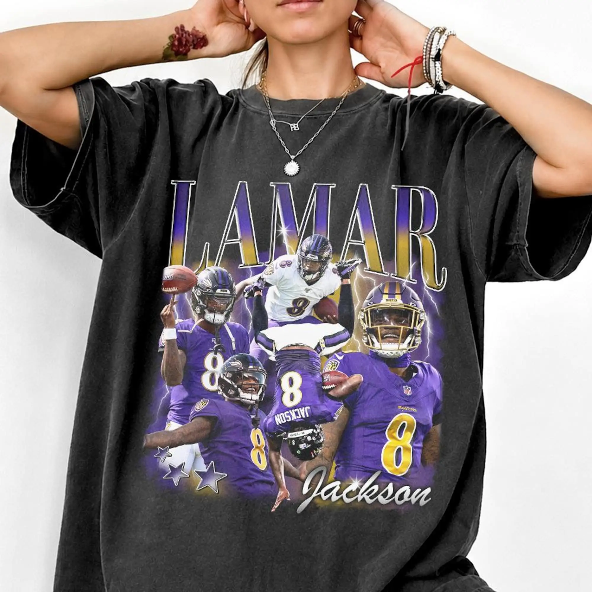 Vintage Lamar Jackson Football Bootleg Shirt, Comfort Color Game Day  Football Graphic, Gift For Fans