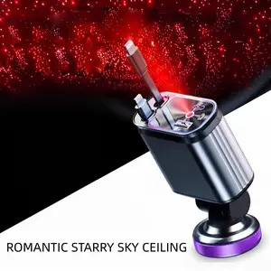 4-in-1 Retractable Car Charger 120W Fast Charge, Starlight Ceiling Light USB C Car Phone Charger Multi-Phone interior accessory