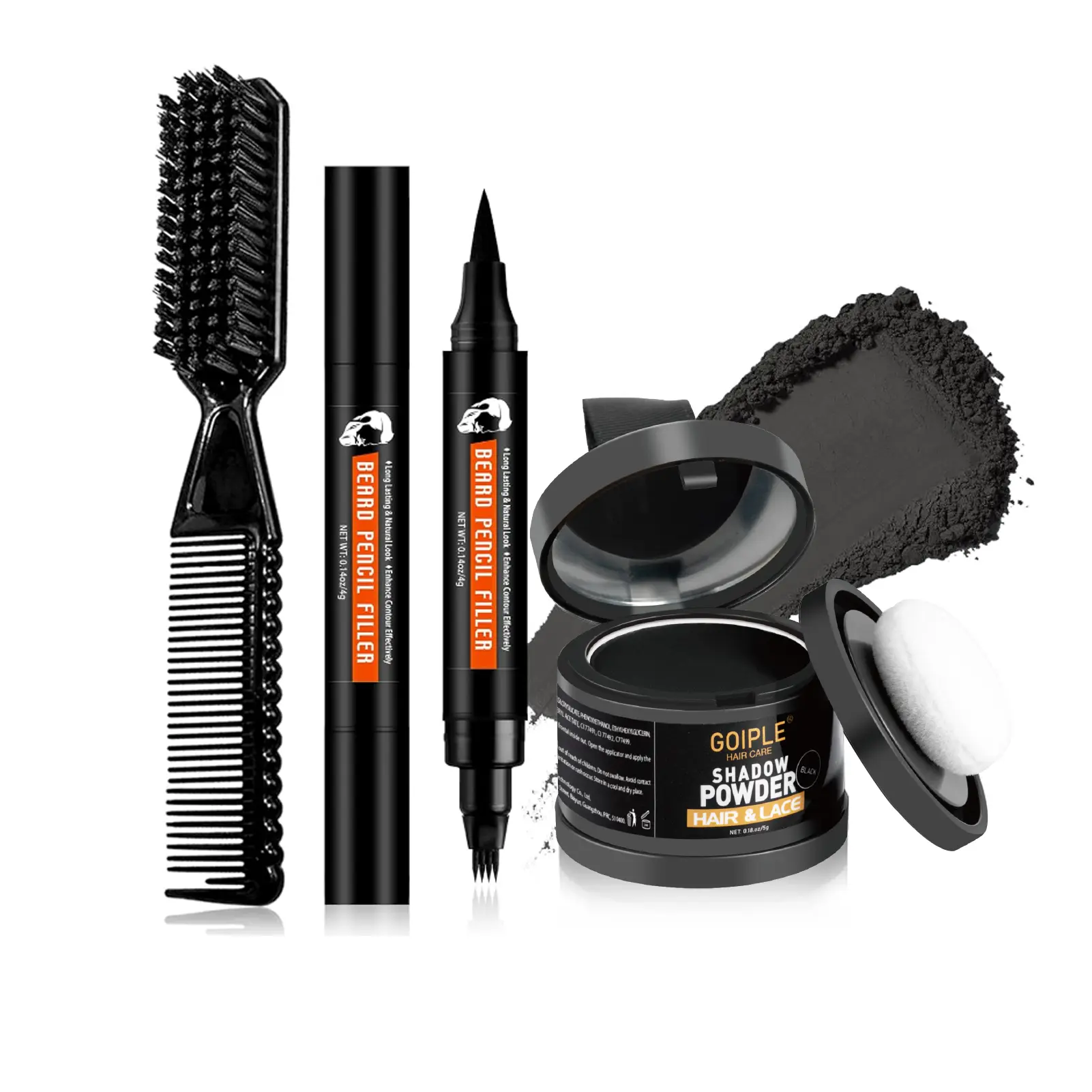 Hairline Powder & Beard Pen Set, Conceals Hair Roots, Root Cover Up, Root Touch Up, Suitable for Men & Women, Covers Bald Spots, Enhances Facial Features, Hair Coverage